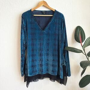 Simpley Vera Vera Wang Velvet Burnout Tunic Top 1X Sheer Whimsy Romance Grunge